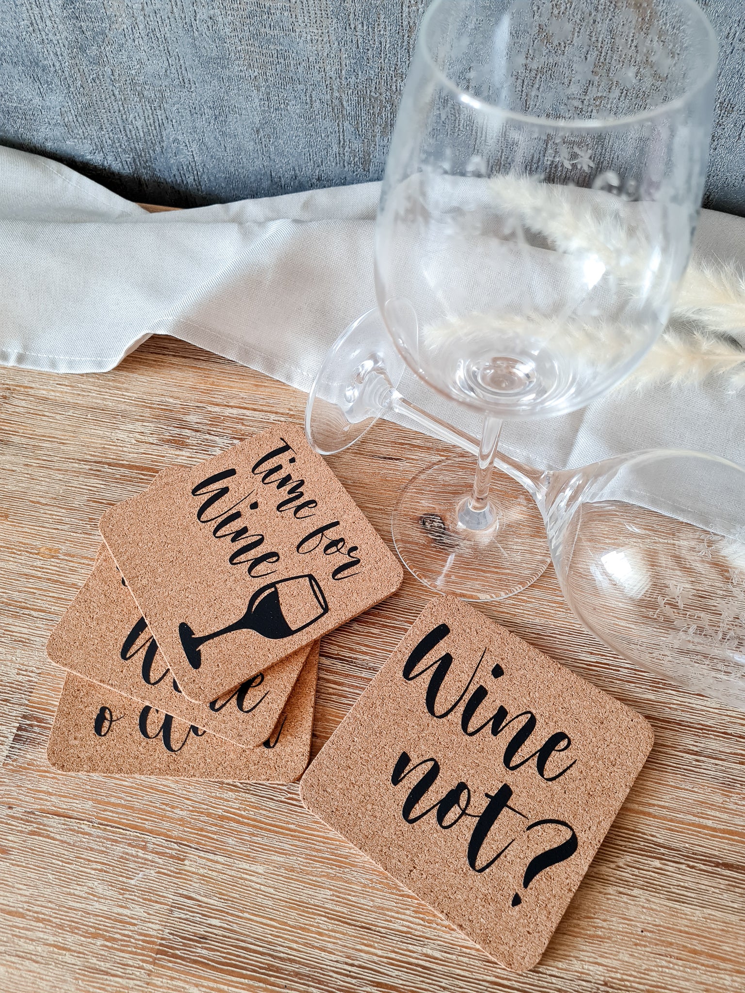Glasuntersetzer für Weinliebhaber aus Kork- personalisiert
