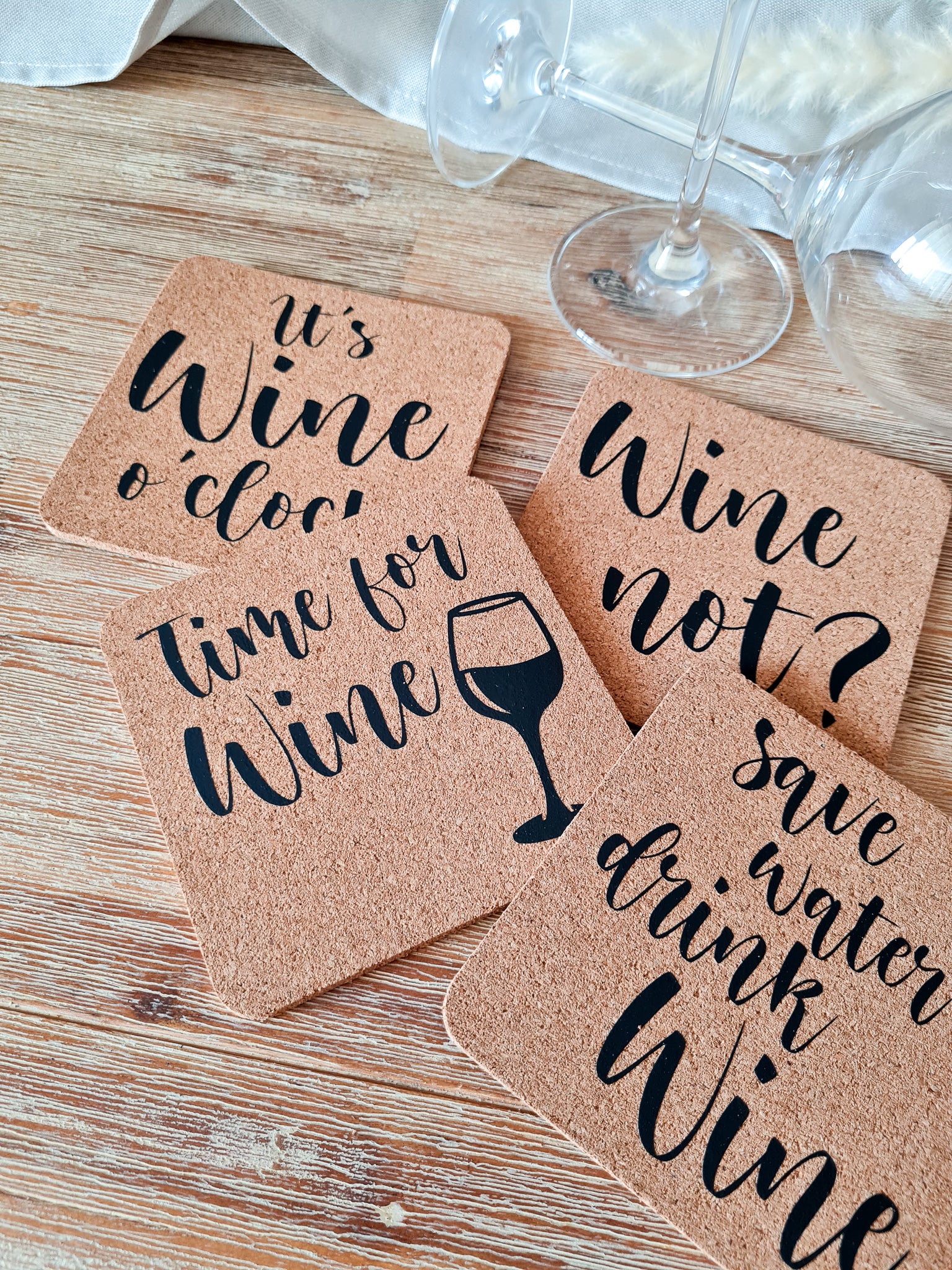 Glasuntersetzer für Weinliebhaber aus Kork- personalisiert