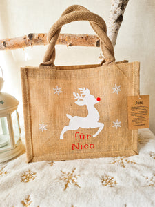 Jutetasche Rentier-personalisiert
