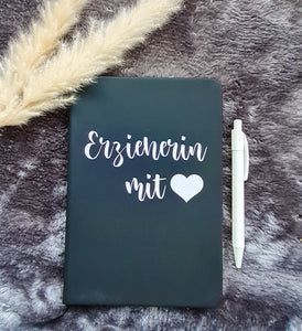 Personalisiertes Notizbuch für Erzieherin/Lehrerin mit Herz-liniert