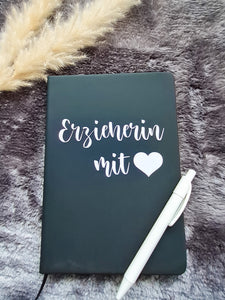 Personalisiertes Notizbuch für Erzieherin/Lehrerin mit Herz-liniert
